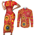 Suns NAIDOC Week 2026 Personalised Couples Matching Short Sleeve Bodycon Dress and Long Sleeve Button Shirt 50 Years of Deadly Aboriginal Art