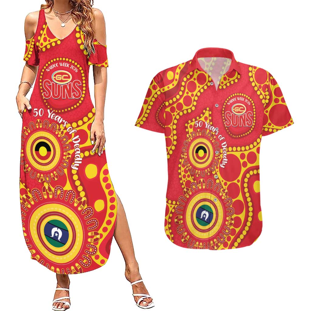 Suns NAIDOC Week 2026 Personalised Couples Matching Summer Maxi Dress and Hawaiian Shirt 50 Years of Deadly Aboriginal Art