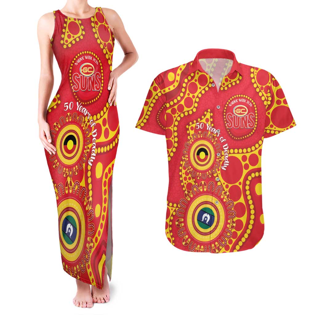 Suns NAIDOC Week 2026 Personalised Couples Matching Tank Maxi Dress and Hawaiian Shirt 50 Years of Deadly Aboriginal Art