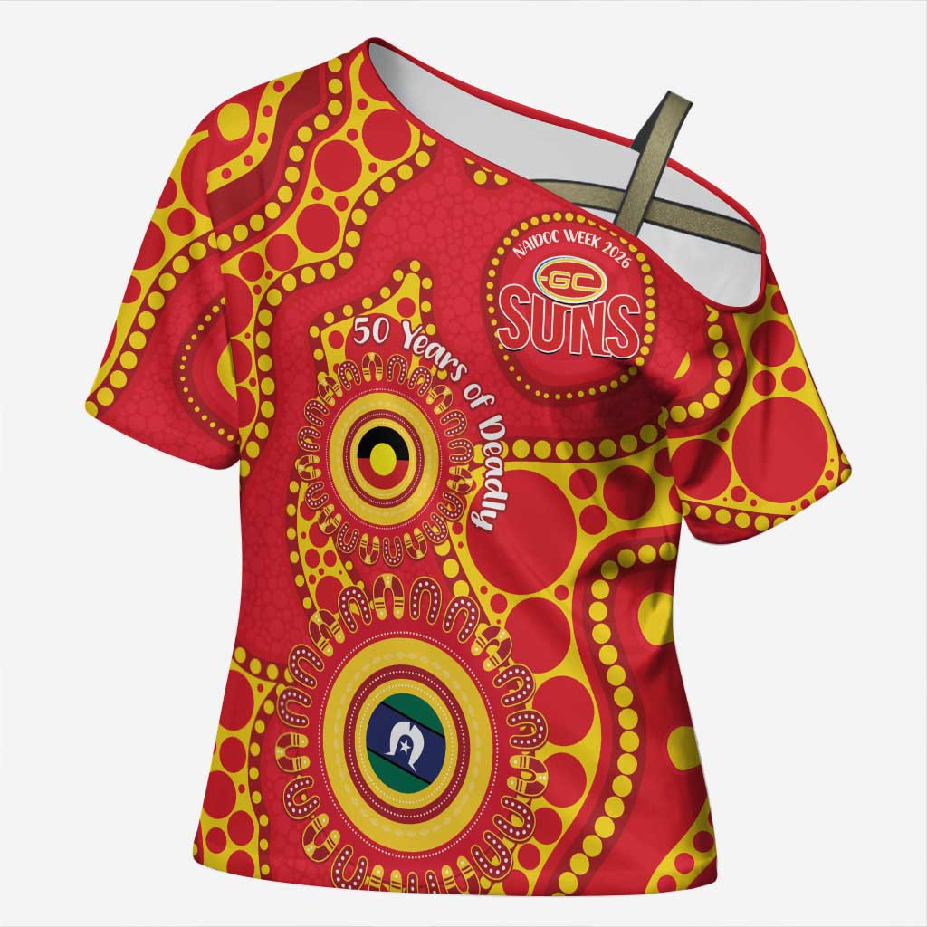 Suns NAIDOC Week 2026 Personalised Cross Shoulder Shirt 50 Years of Deadly Aboriginal Art