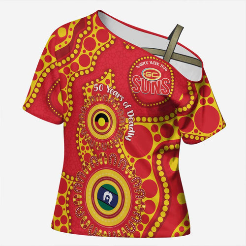 Suns NAIDOC Week 2026 Personalised Cross Shoulder Shirt 50 Years of Deadly Aboriginal Art