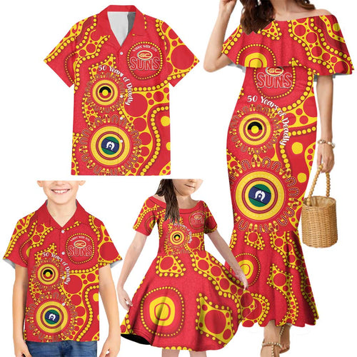 Suns NAIDOC Week 2026 Personalised Family Matching Mermaid Dress and Hawaiian Shirt 50 Years of Deadly Aboriginal Art