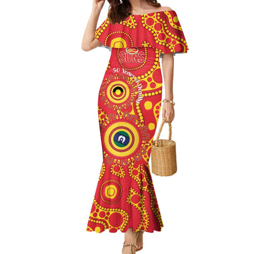 Suns NAIDOC Week 2026 Personalised Family Matching Mermaid Dress and Hawaiian Shirt 50 Years of Deadly Aboriginal Art