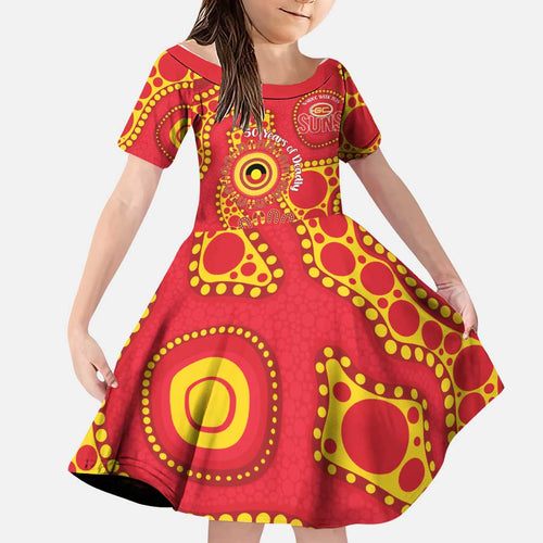 Suns NAIDOC Week 2026 Personalised Family Matching Short Sleeve Bodycon Dress and Hawaiian Shirt 50 Years of Deadly Aboriginal Art