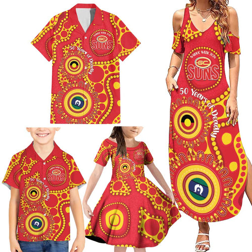 Suns NAIDOC Week 2026 Personalised Family Matching Summer Maxi Dress and Hawaiian Shirt 50 Years of Deadly Aboriginal Art