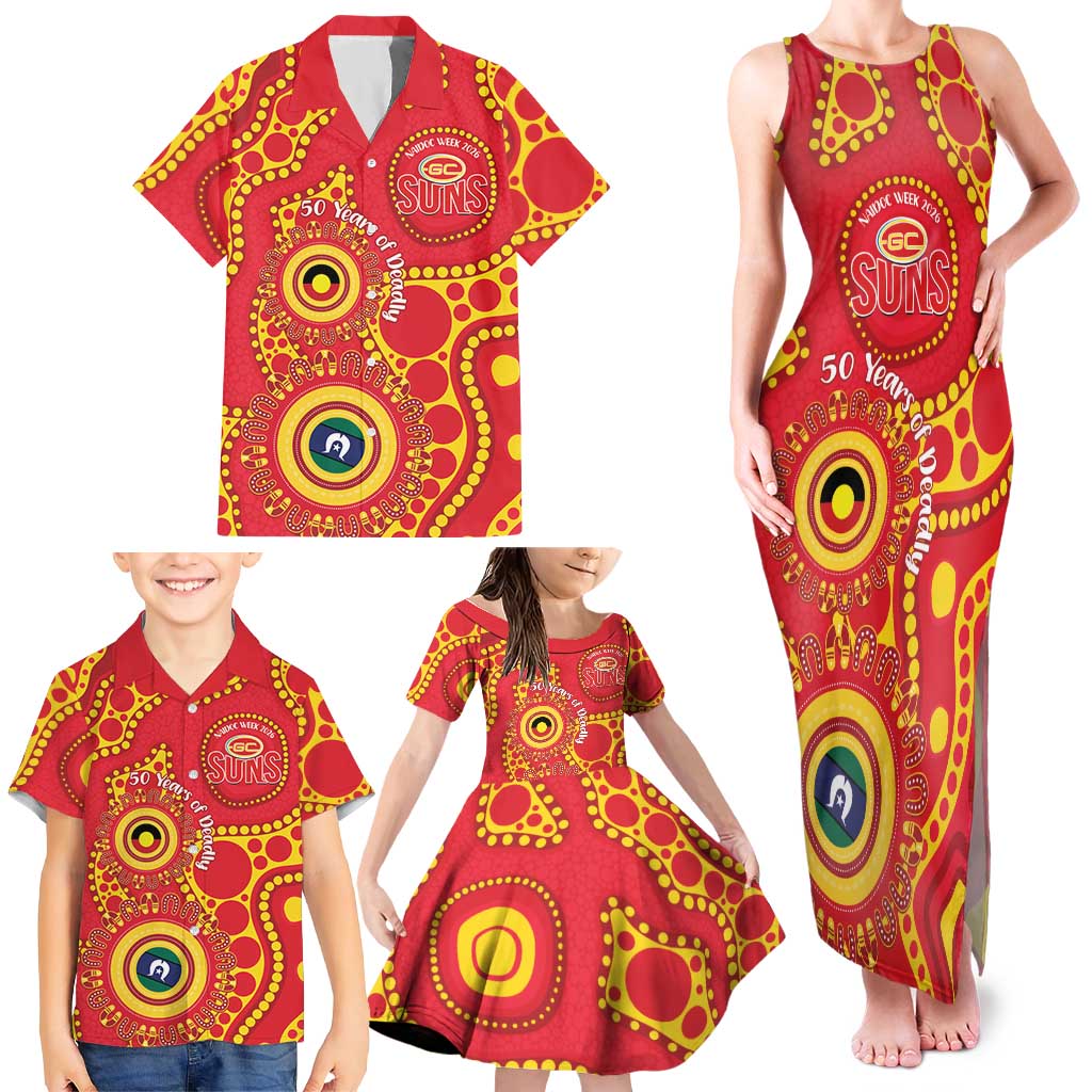 Suns NAIDOC Week 2026 Personalised Family Matching Tank Maxi Dress and Hawaiian Shirt 50 Years of Deadly Aboriginal Art