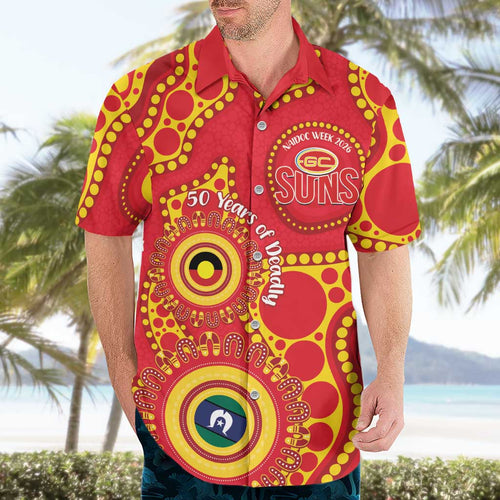 Suns NAIDOC Week 2026 Personalised Hawaiian Shirt 50 Years of Deadly Aboriginal Art