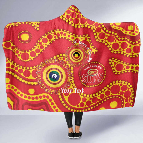 Suns NAIDOC Week 2026 Personalised Hooded Blanket 50 Years of Deadly Aboriginal Art