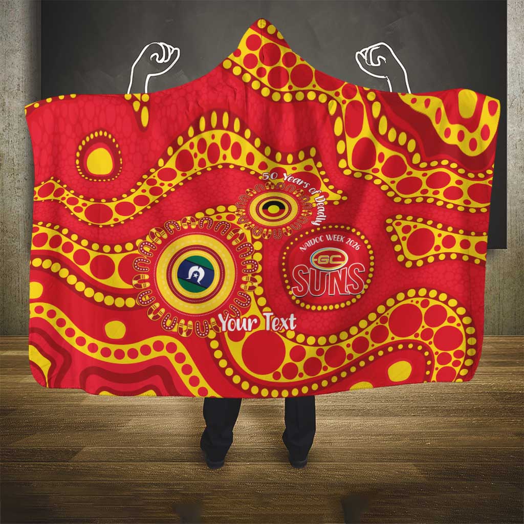 Suns NAIDOC Week 2026 Personalised Hooded Blanket 50 Years of Deadly Aboriginal Art