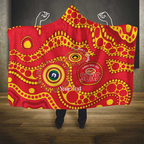 Suns NAIDOC Week 2026 Personalised Hooded Blanket 50 Years of Deadly Aboriginal Art
