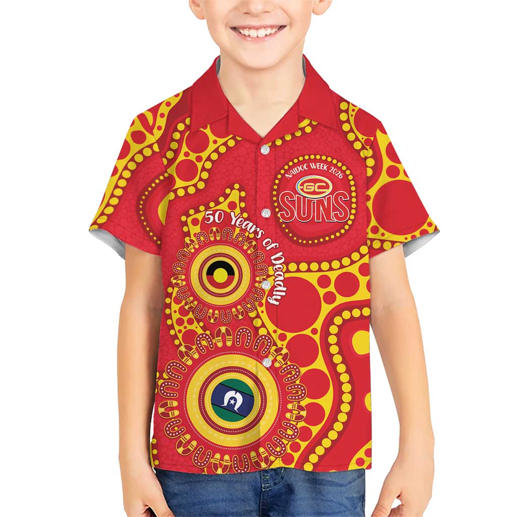 Suns NAIDOC Week 2026 Personalised Kid Hawaiian Shirt 50 Years of Deadly Aboriginal Art