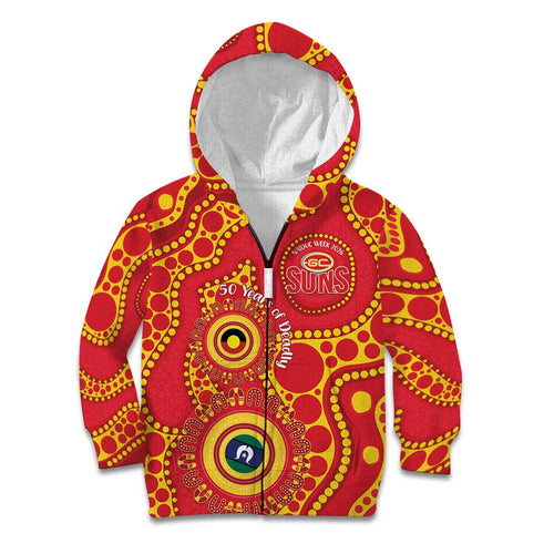 Suns NAIDOC Week 2026 Personalised Kid Hoodie 50 Years of Deadly Aboriginal Art