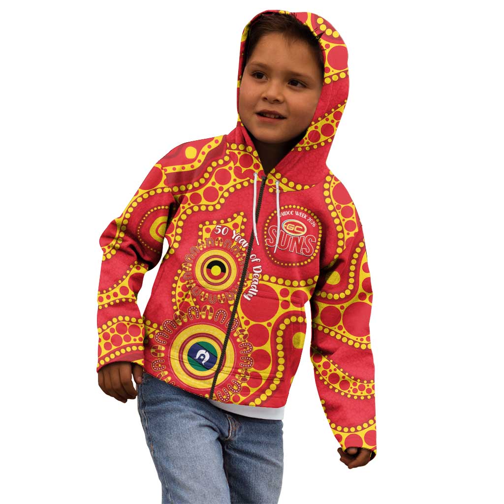 Suns NAIDOC Week 2026 Personalised Kid Hoodie 50 Years of Deadly Aboriginal Art