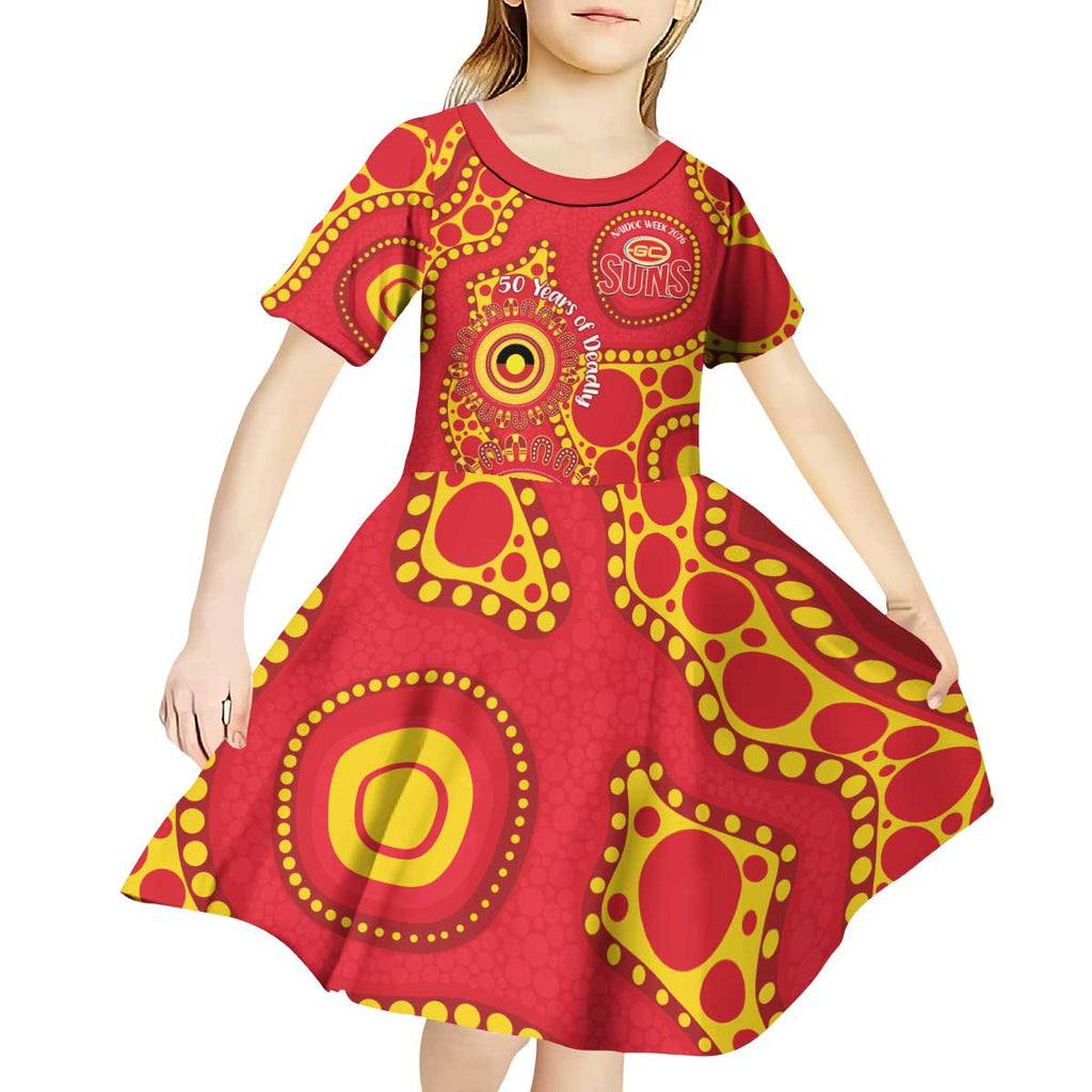 Suns NAIDOC Week 2026 Personalised Kid Short Sleeve Dress 50 Years of Deadly Aboriginal Art