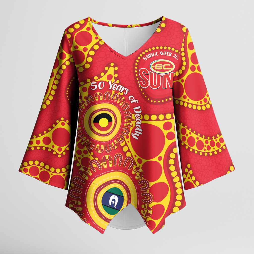 Suns NAIDOC Week 2026 Personalised Kimono Sleeve Blouse 50 Years of Deadly Aboriginal Art