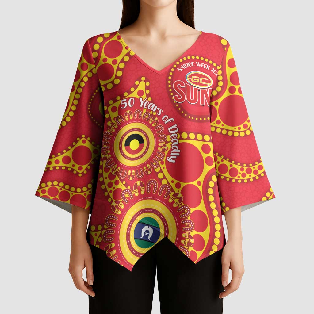 Suns NAIDOC Week 2026 Personalised Kimono Sleeve Blouse 50 Years of Deadly Aboriginal Art