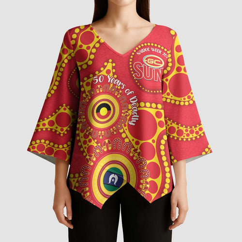 Suns NAIDOC Week 2026 Personalised Kimono Sleeve Blouse 50 Years of Deadly Aboriginal Art