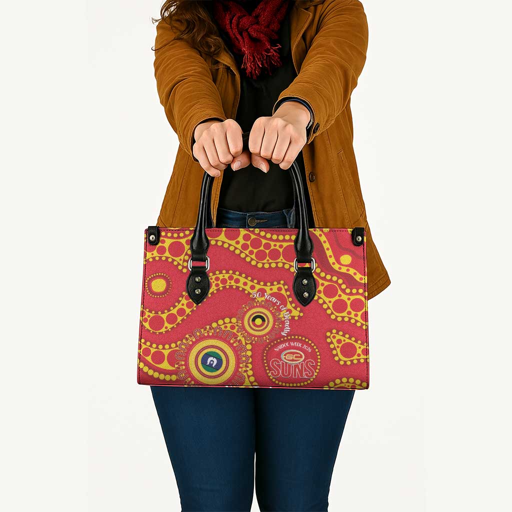 Suns NAIDOC Week 2026 Personalised Leather Bag 50 Years of Deadly Aboriginal Art