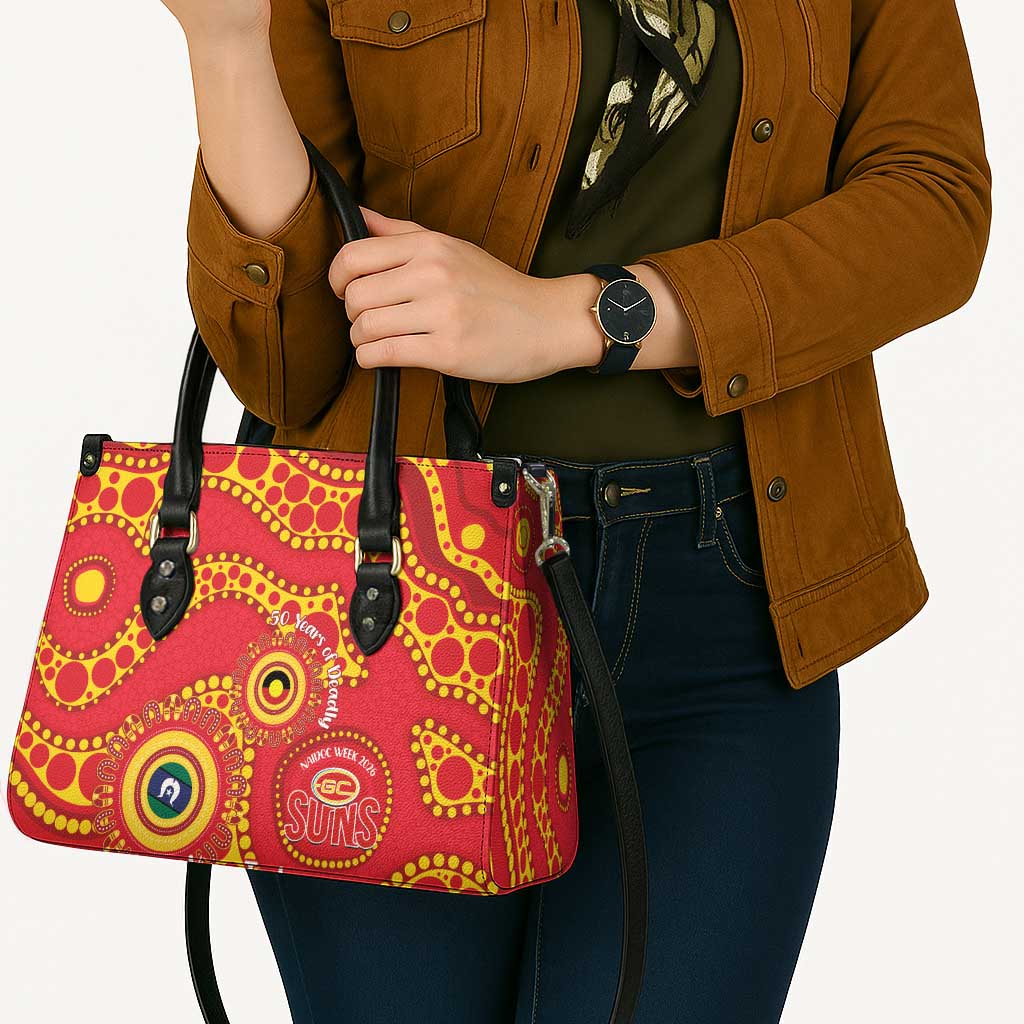 Suns NAIDOC Week 2026 Personalised Leather Bag 50 Years of Deadly Aboriginal Art