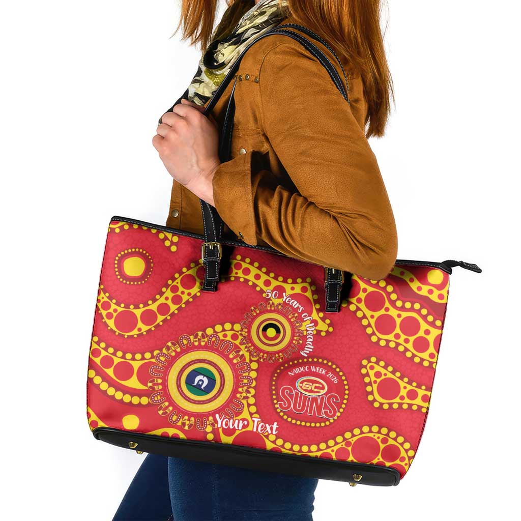 Suns NAIDOC Week 2026 Personalised Leather Tote Bag 50 Years of Deadly Aboriginal Art