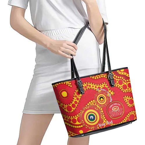 Suns NAIDOC Week 2026 Personalised Leather Tote Bag 50 Years of Deadly Aboriginal Art