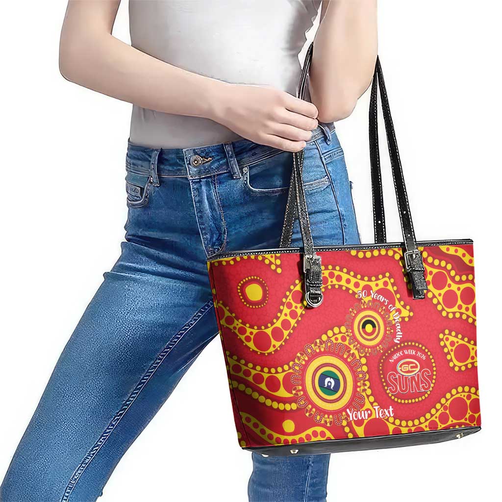 Suns NAIDOC Week 2026 Personalised Leather Tote Bag 50 Years of Deadly Aboriginal Art