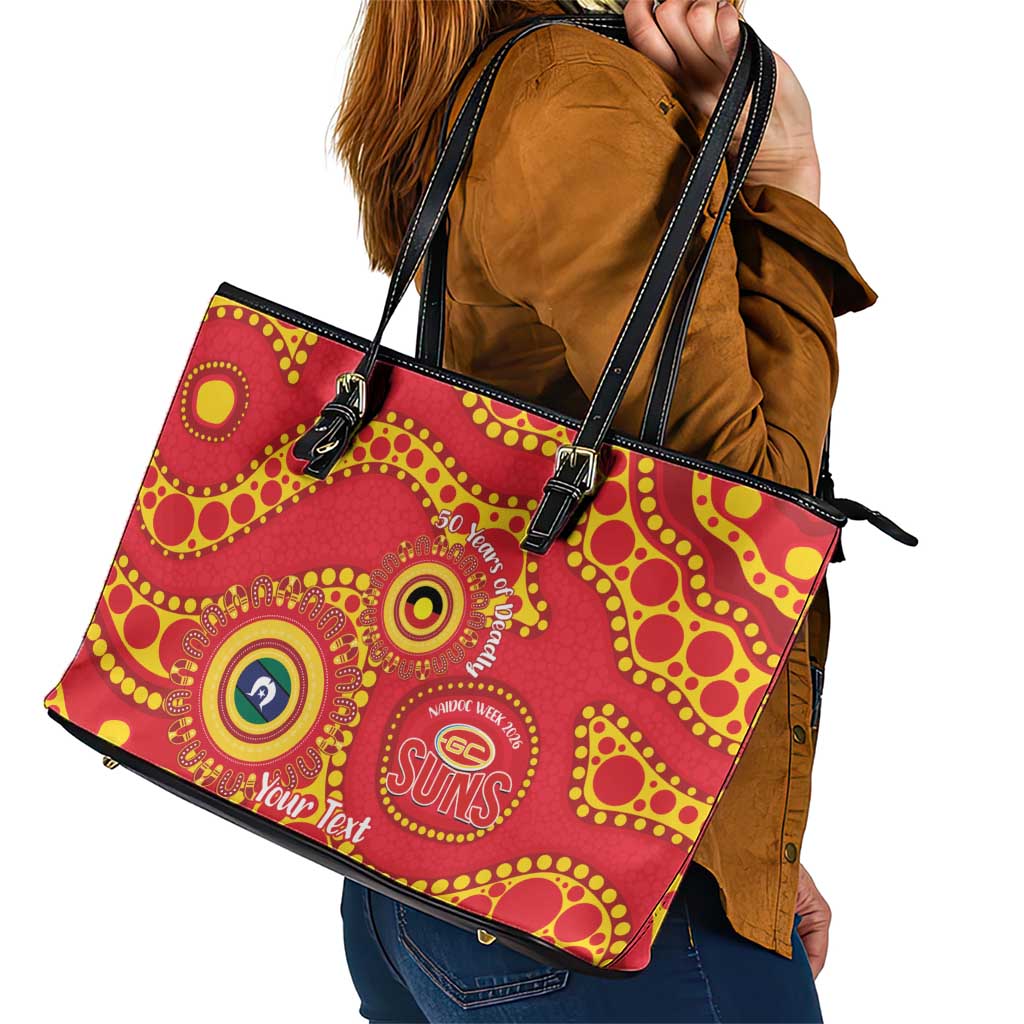 Suns NAIDOC Week 2026 Personalised Leather Tote Bag 50 Years of Deadly Aboriginal Art