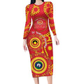 Suns NAIDOC Week 2026 Personalised Long Sleeve Bodycon Dress 50 Years of Deadly Aboriginal Art