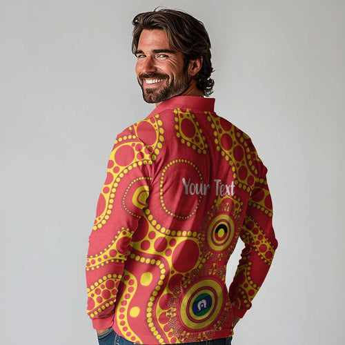 Suns NAIDOC Week 2026 Personalised Long Sleeve Polo Shirt 50 Years of Deadly Aboriginal Art