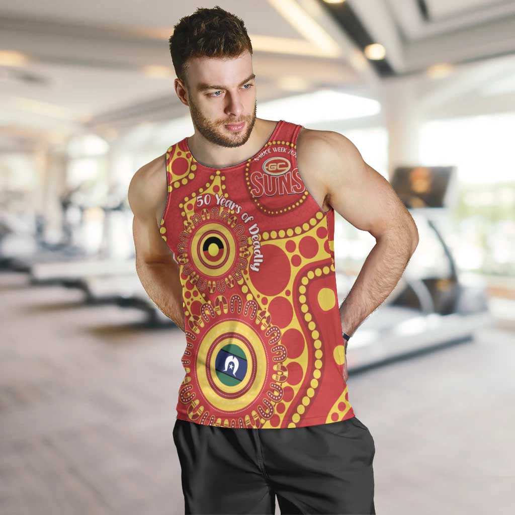 Suns NAIDOC Week 2026 Personalised Men Tank Top 50 Years of Deadly Aboriginal Art