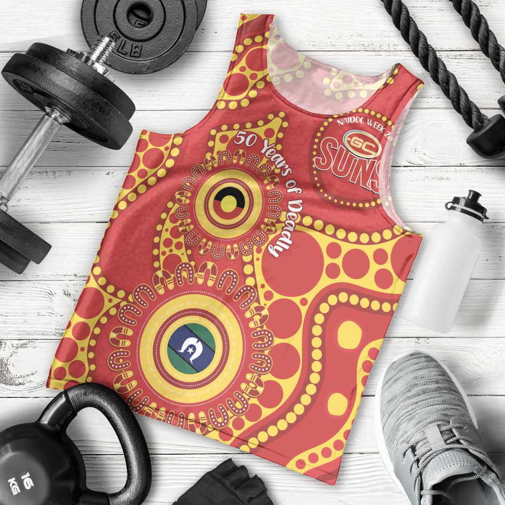 Suns NAIDOC Week 2026 Personalised Men Tank Top 50 Years of Deadly Aboriginal Art