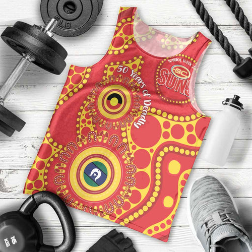 Suns NAIDOC Week 2026 Personalised Men Tank Top 50 Years of Deadly Aboriginal Art
