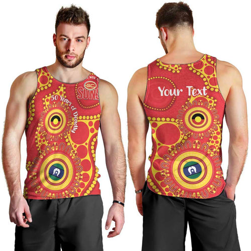 Suns NAIDOC Week 2026 Personalised Men Tank Top 50 Years of Deadly Aboriginal Art