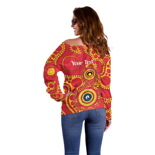 Suns NAIDOC Week 2026 Personalised Off Shoulder Sweater 50 Years of Deadly Aboriginal Art