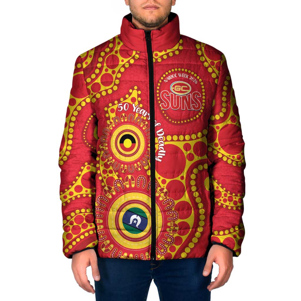 Suns NAIDOC Week 2026 Personalised Padded Jacket 50 Years of Deadly Aboriginal Art