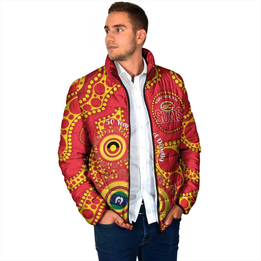 Suns NAIDOC Week 2026 Personalised Padded Jacket 50 Years of Deadly Aboriginal Art