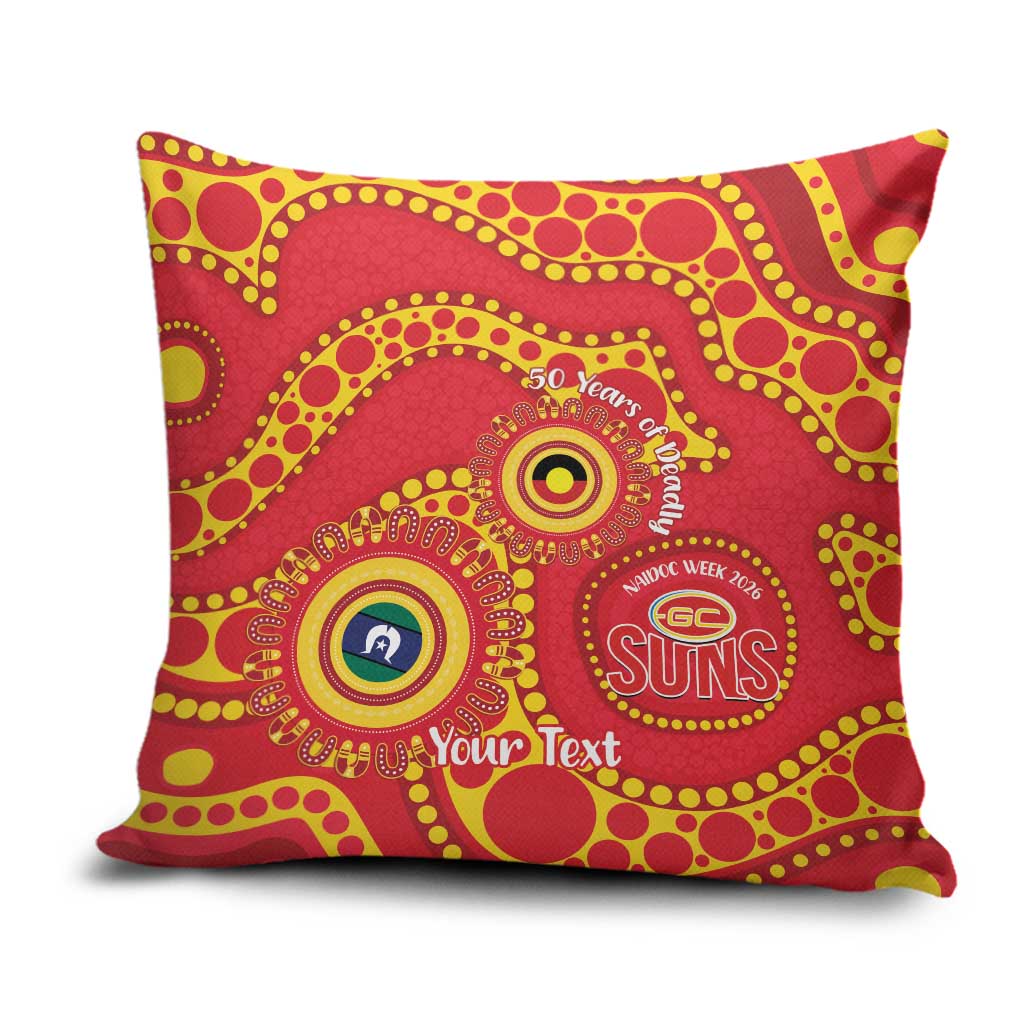 Suns NAIDOC Week 2026 Personalised Pillow Cover 50 Years of Deadly Aboriginal Art