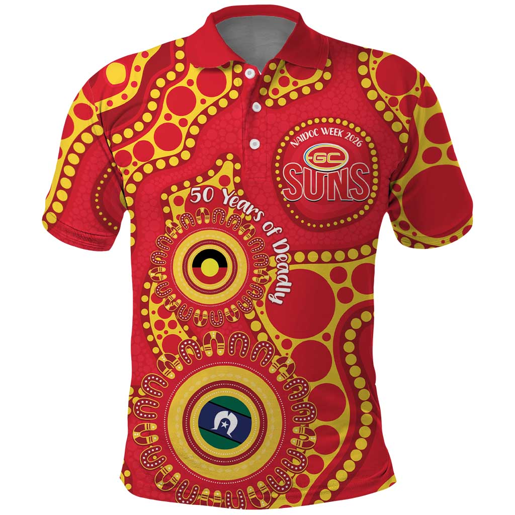 Suns NAIDOC Week 2026 Personalised Polo Shirt 50 Years of Deadly Aboriginal Art