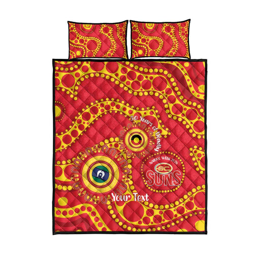 Suns NAIDOC Week 2026 Personalised Quilt Bed Set 50 Years of Deadly Aboriginal Art
