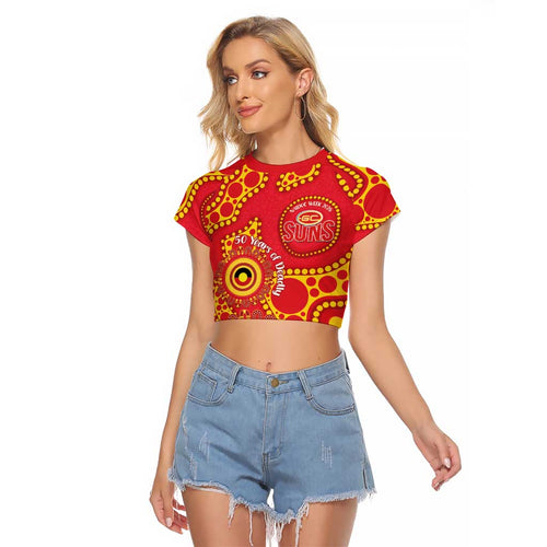 Suns NAIDOC Week 2026 Personalised Raglan Cropped T Shirt 50 Years of Deadly Aboriginal Art