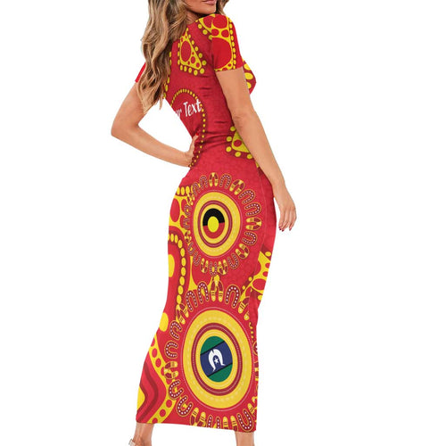 Suns NAIDOC Week 2026 Personalised Short Sleeve Bodycon Dress 50 Years of Deadly Aboriginal Art