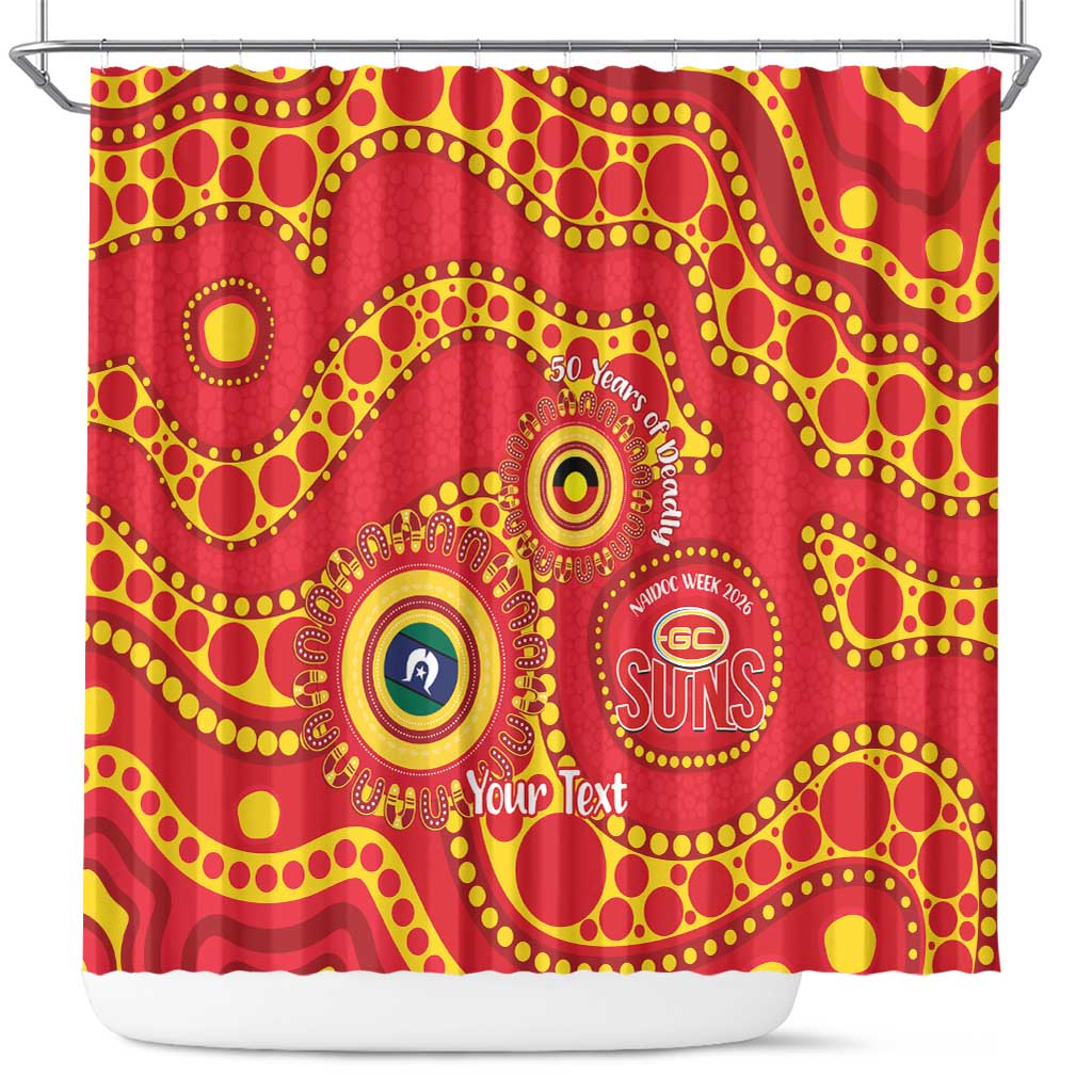 Suns NAIDOC Week 2026 Personalised Shower Curtain 50 Years of Deadly Aboriginal Art