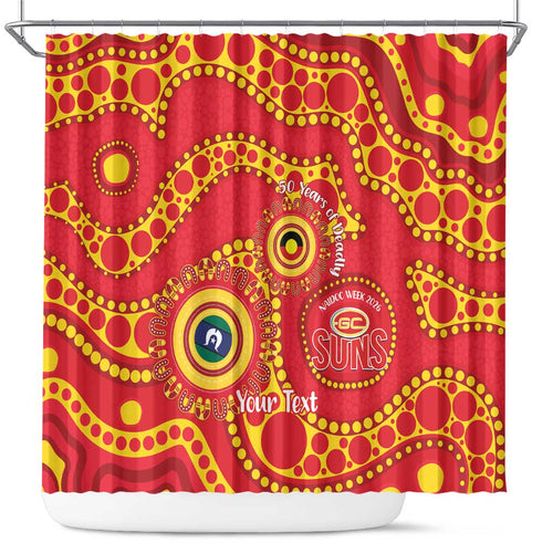 Suns NAIDOC Week 2026 Personalised Shower Curtain 50 Years of Deadly Aboriginal Art