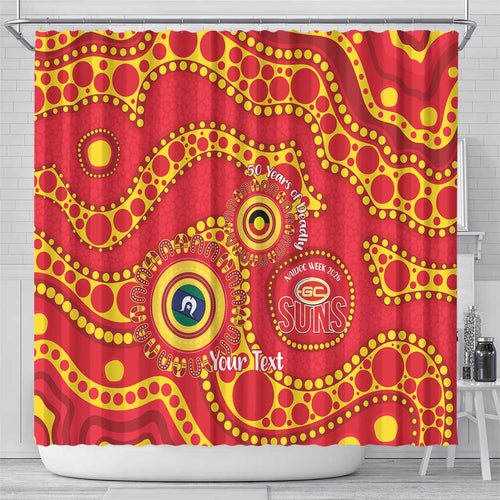 Suns NAIDOC Week 2026 Personalised Shower Curtain 50 Years of Deadly Aboriginal Art