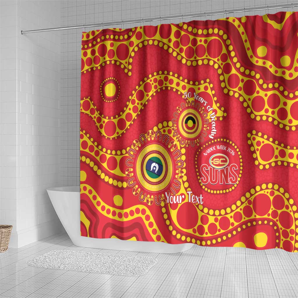 Suns NAIDOC Week 2026 Personalised Shower Curtain 50 Years of Deadly Aboriginal Art