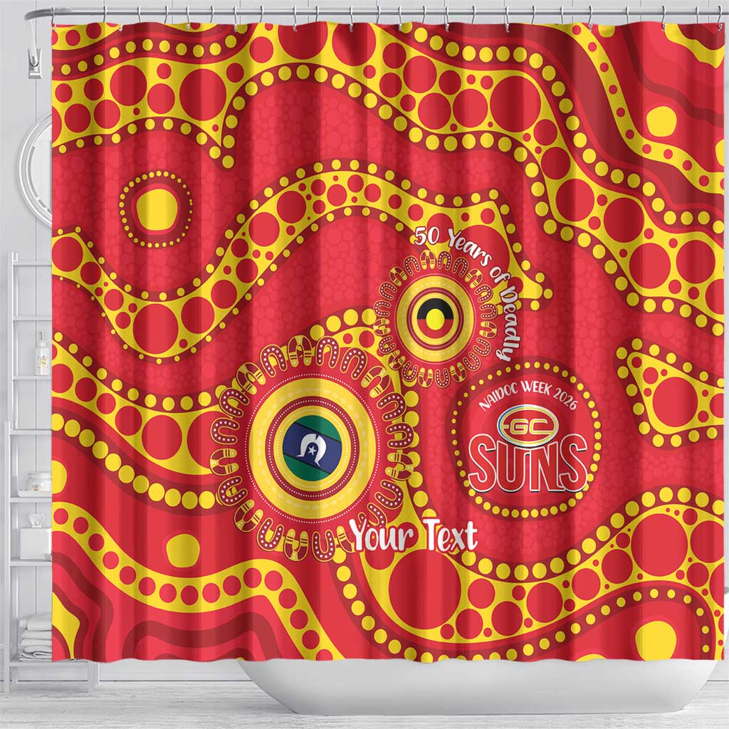Suns NAIDOC Week 2026 Personalised Shower Curtain 50 Years of Deadly Aboriginal Art