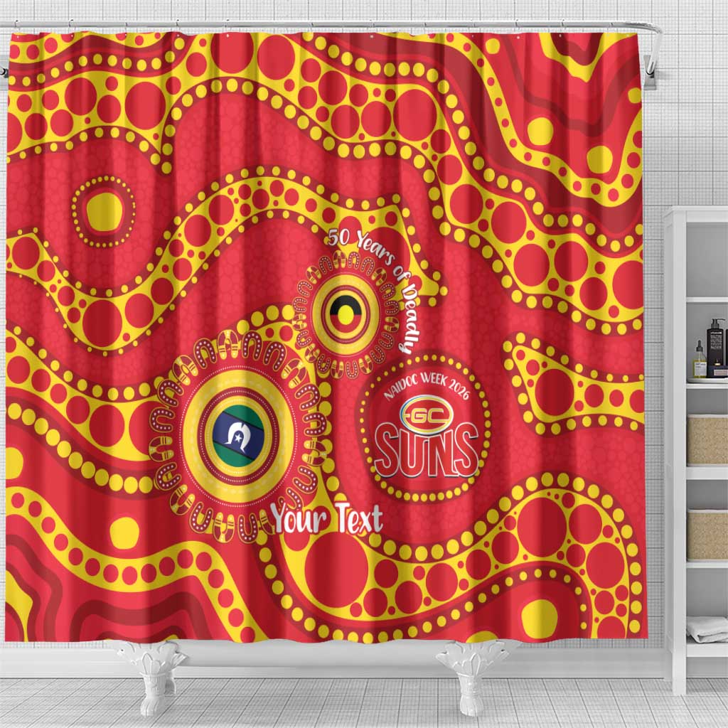 Suns NAIDOC Week 2026 Personalised Shower Curtain 50 Years of Deadly Aboriginal Art