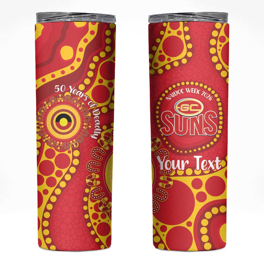 Suns NAIDOC Week 2026 Personalised Skinny Tumbler 50 Years of Deadly Aboriginal Art