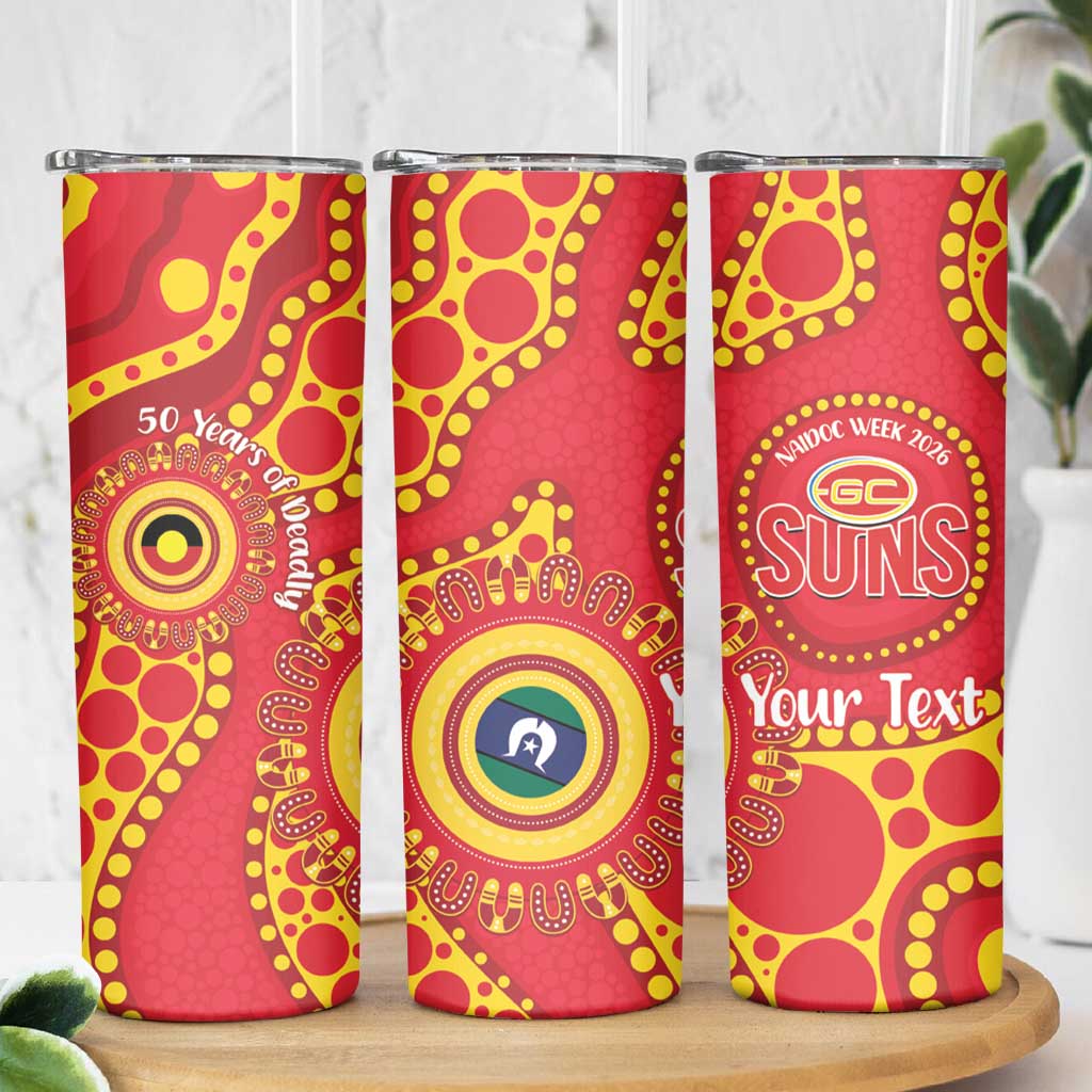 Suns NAIDOC Week 2026 Personalised Skinny Tumbler 50 Years of Deadly Aboriginal Art