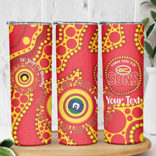 Suns NAIDOC Week 2026 Personalised Skinny Tumbler 50 Years of Deadly Aboriginal Art